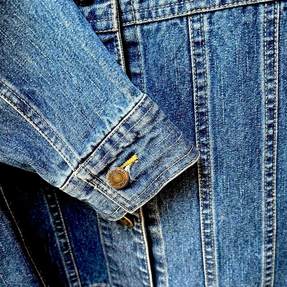 Caribbean Joe Longer denim jeans jacket size Small jean coat 100% cotton - Picture 5 of 8